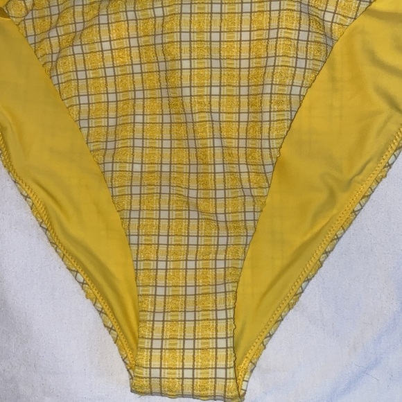 Jonathan Simkhai Francesca Plaid Bikini Gingham Yellow Swim Bottoms NWT - Picture 6 of 10